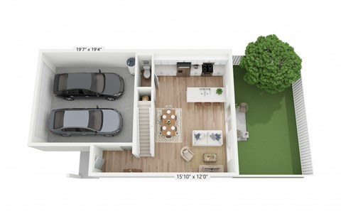 Floor plan for 3 beds, 2.5 baths, 1433 sqft